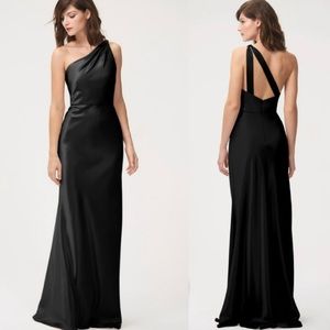 Jenny Yoo Lena - Satin Black Crepe - Size 8